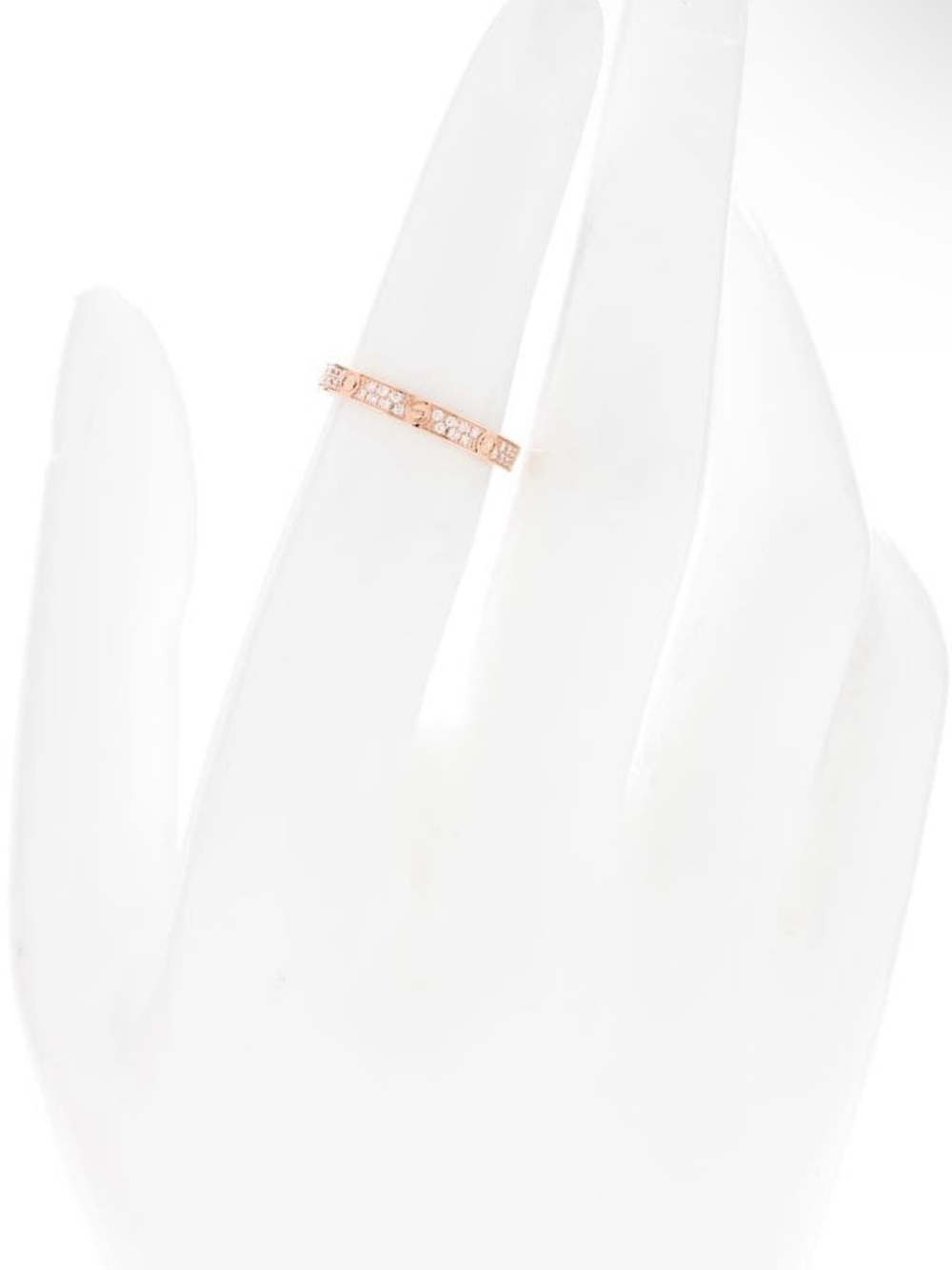 Cartier LOVE 18K Pink Gold Diamond 2.6mm Paved Band Ring 50 5.25 - Picture 7 of 10